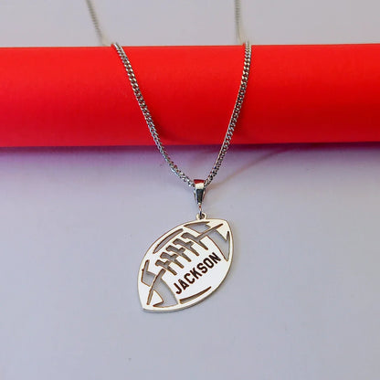 Custom Cuban Chain American Football Name Necklace Men Boy Jewelry Stainless Steel Basketball Nameplate Numbers Necklace Women