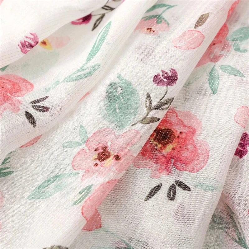 White Pink Flower Women Scarf Shawl Cotton Linen Feeling Tassel Pashmina Muslim Hijab Wrap Lady Viscose Scarf Foulard