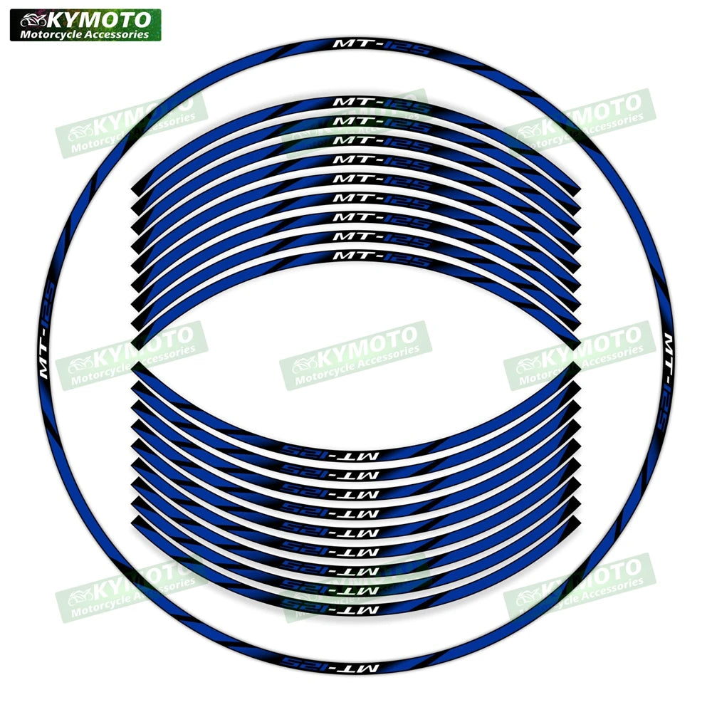 For Yamaha MT-125 MT125 motorcycle 17 inch front and rear wheel stickers modified waterproof reflective wheel rim stickers