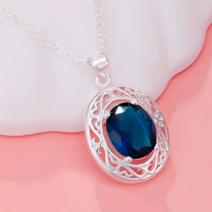 45cm 925 Sterling Silver Pretty Blue Crystal Zircon Necklaces For Women fashion party wedding engagement Jewelry holiday gifts