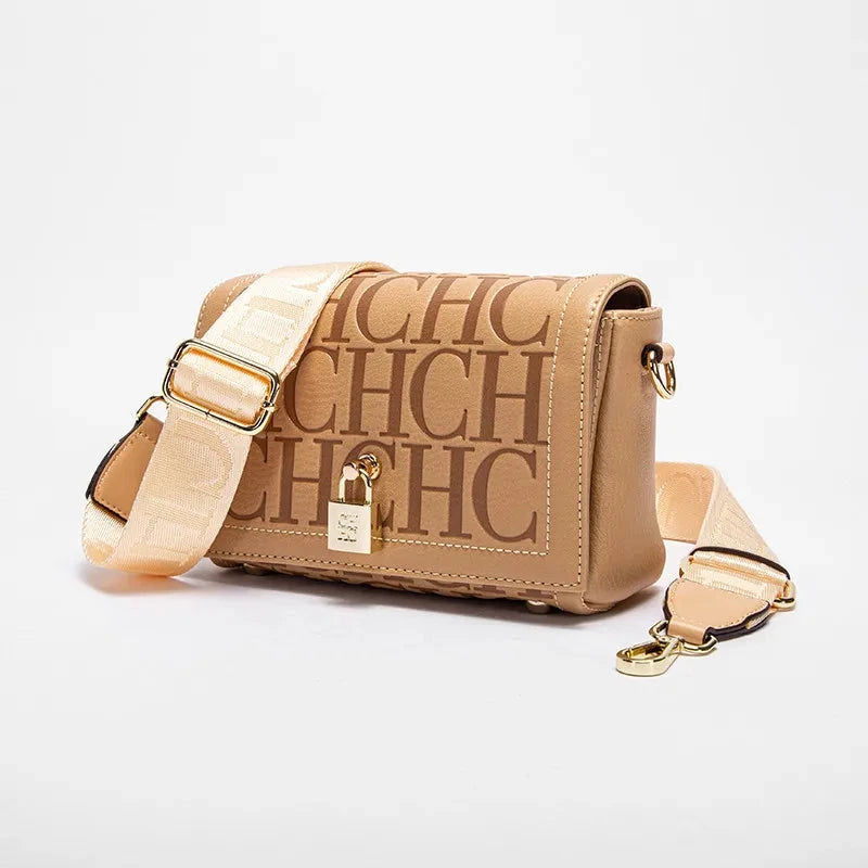 Fashion Design Model Metal Accessories Buckle Women's Shoulder Bag Luxury Brand 2025 Fashion Solid Colour Printed Head Bag