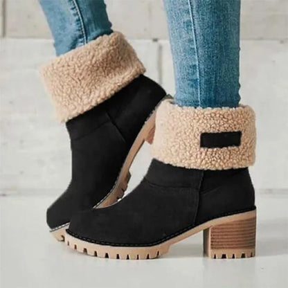 Plus Size 35-43 Shoes for Women Winter Fur Warm Snow Boots Ladies Comfortable Slip on Platform Casual Mid-calf Boots Women Boots - AMULET RING STORE