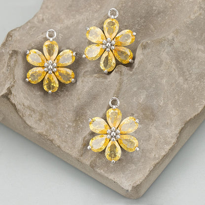 GUFEATHER,6pcs/lot,MC78,jewelry accessories,18k gold plated,nickel free,copper,zircon,hand made,flower shape,charms,diy pendants - AMULET RING STORE