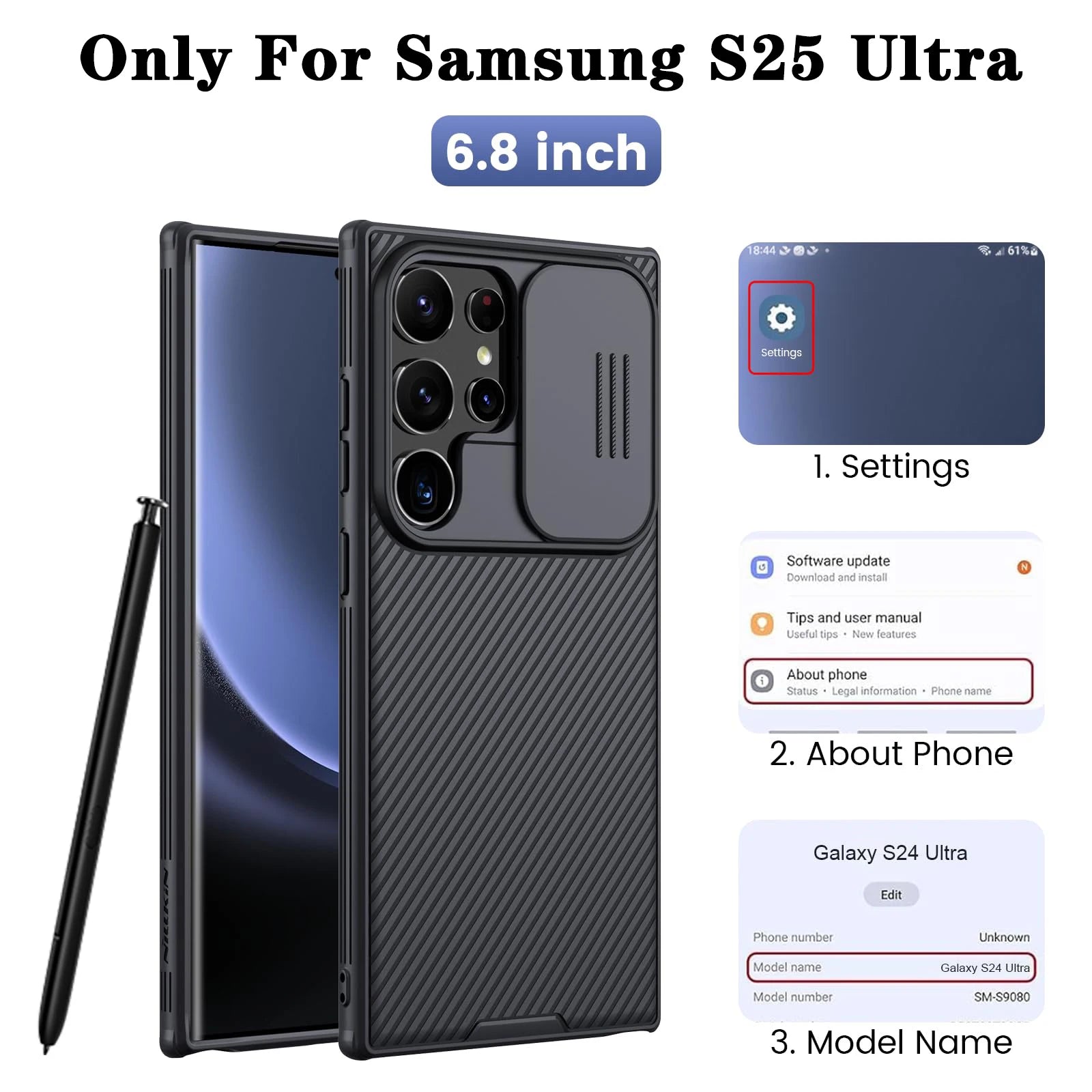 Nillkin Case For Samsung Galaxy S25 S24 S23 S22 Ultra Plus FE A55 A35 Slide Pro Camera Slim Rugged Phone Thin Shockproof Cover - AMULET RING STORE