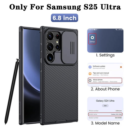 Nillkin Case For Samsung Galaxy S25 S24 S23 S22 Ultra Plus FE A55 A35 Slide Pro Camera Slim Rugged Phone Thin Shockproof Cover - AMULET RING STORE