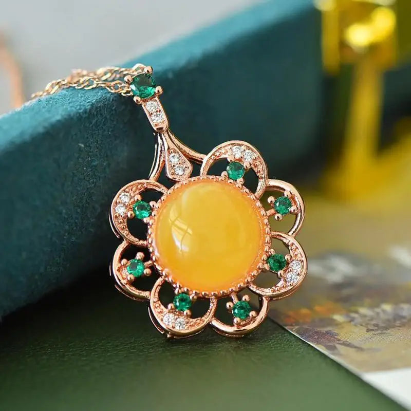 Natural Amber Necklace Chokers Women Healing Gemstone Fine Jewelry Genuine Baltic Amber Tumbled Stone Beaded Necklaces