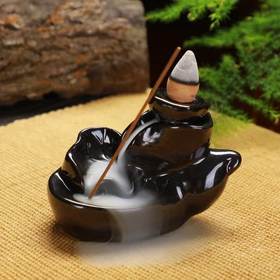 Creative Ceramic Backflow Incense Burner Crafts Office Home Decoration Mountain Incense Holder Buddhist Supplies - AMULET RING STORE