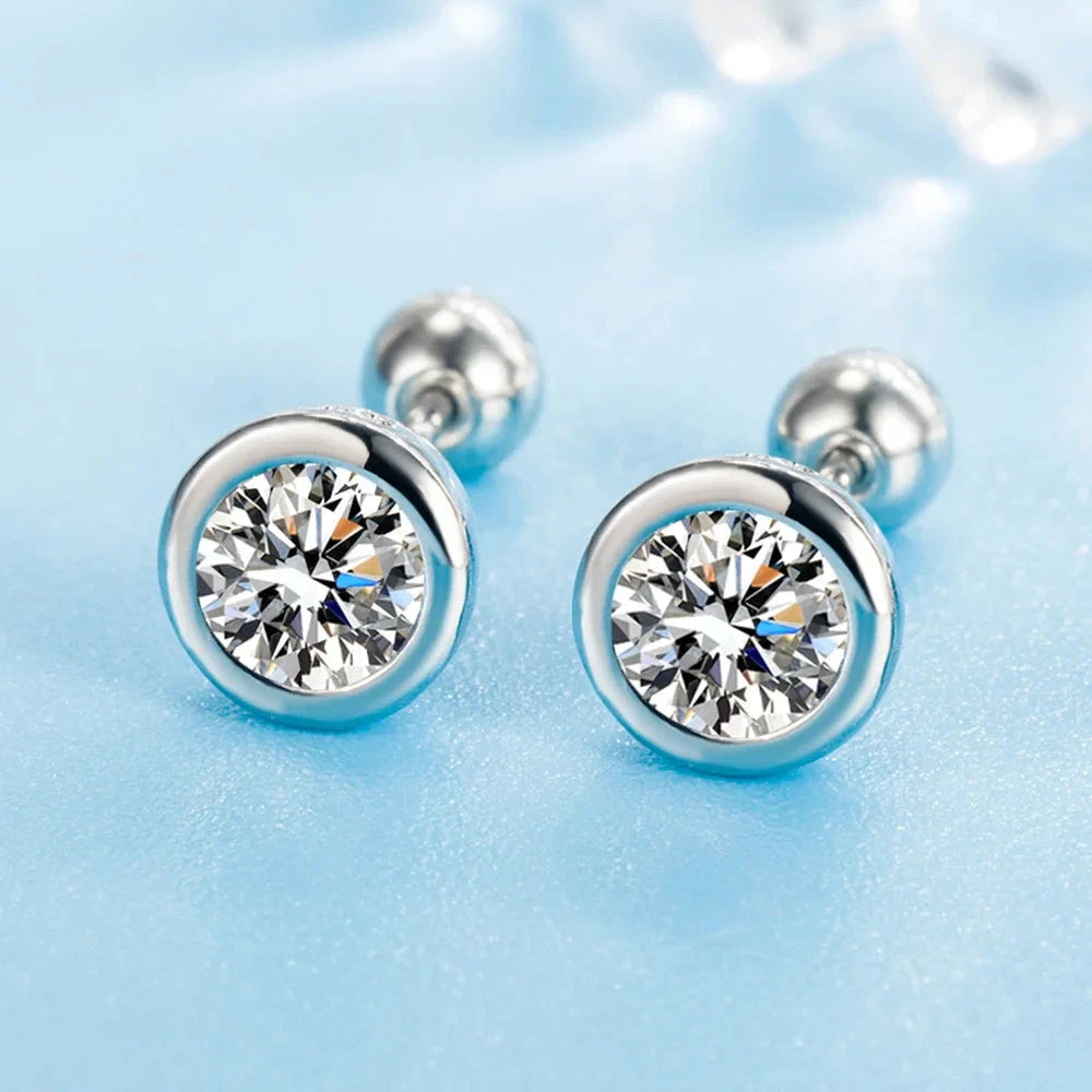 Genuine 925 Sterling Silver Lady's High Quality Fashion Jewelry Crystal Stud Earrings XY0228 - AMULET RING STORE