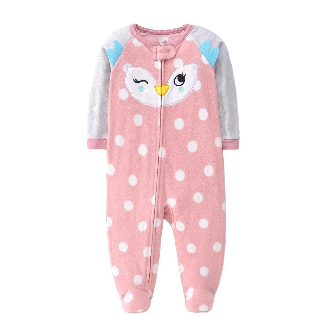 Newborn Infant Baby Girl Rompers 2024 Winter Autumn Warm Micro Fleece Animal Sleepsuit Animal Overall Babe Jumpsuits 0-12 Months - AMULET RING STORE