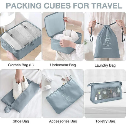 8/9/10/11 Pcs Set Travel Organizer Storage Bags Suitcase Packing Cubes Set Cases Portable Luggage Clothe Shoe Tidy Pouch Folding - AMULET RING STORE