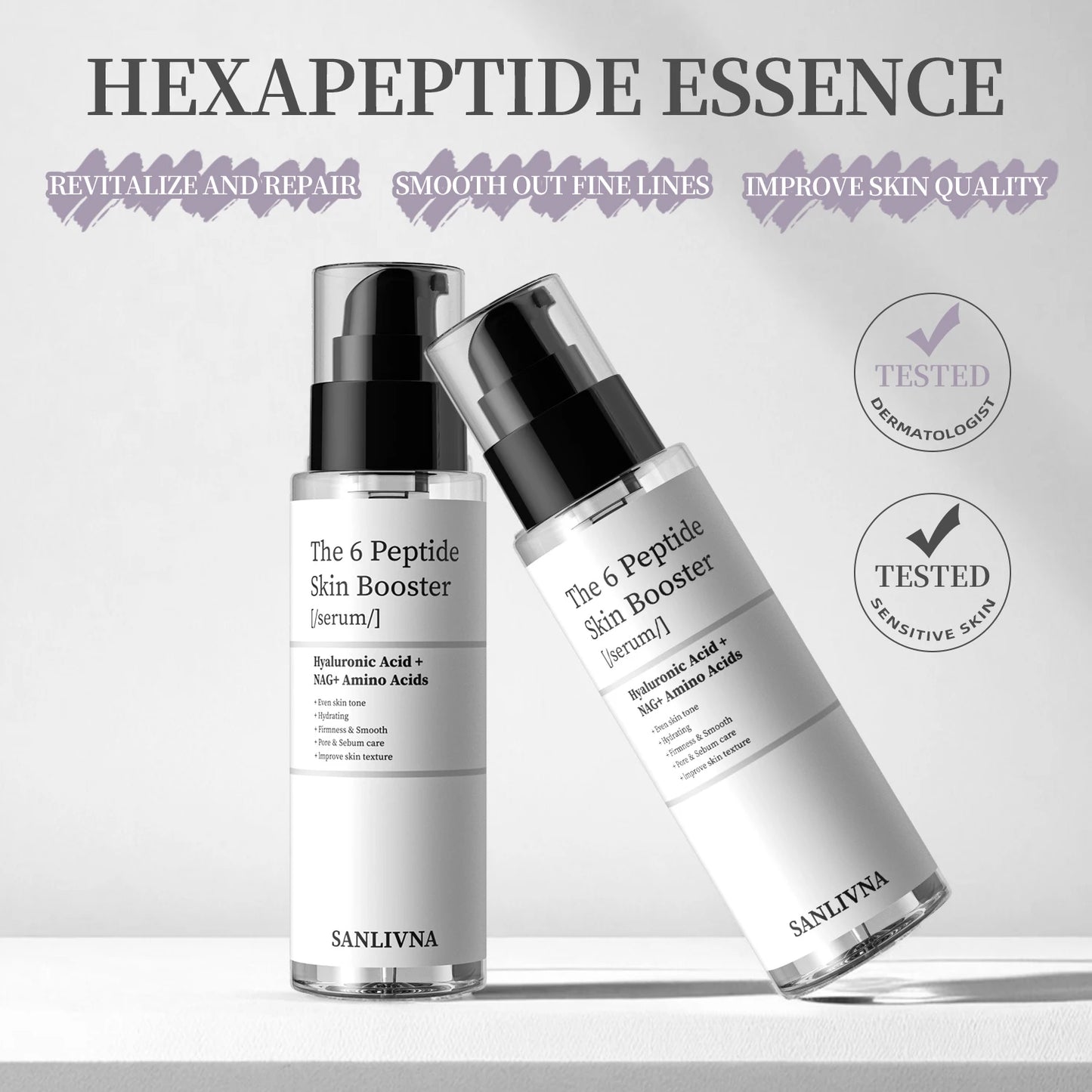 6 Peptide Essence Facial Refreshing Skin Care Set Contains Collagen to Improve Fine Lines, Brighten Skin, Moisturize and Nourish - AMULET RING STORE