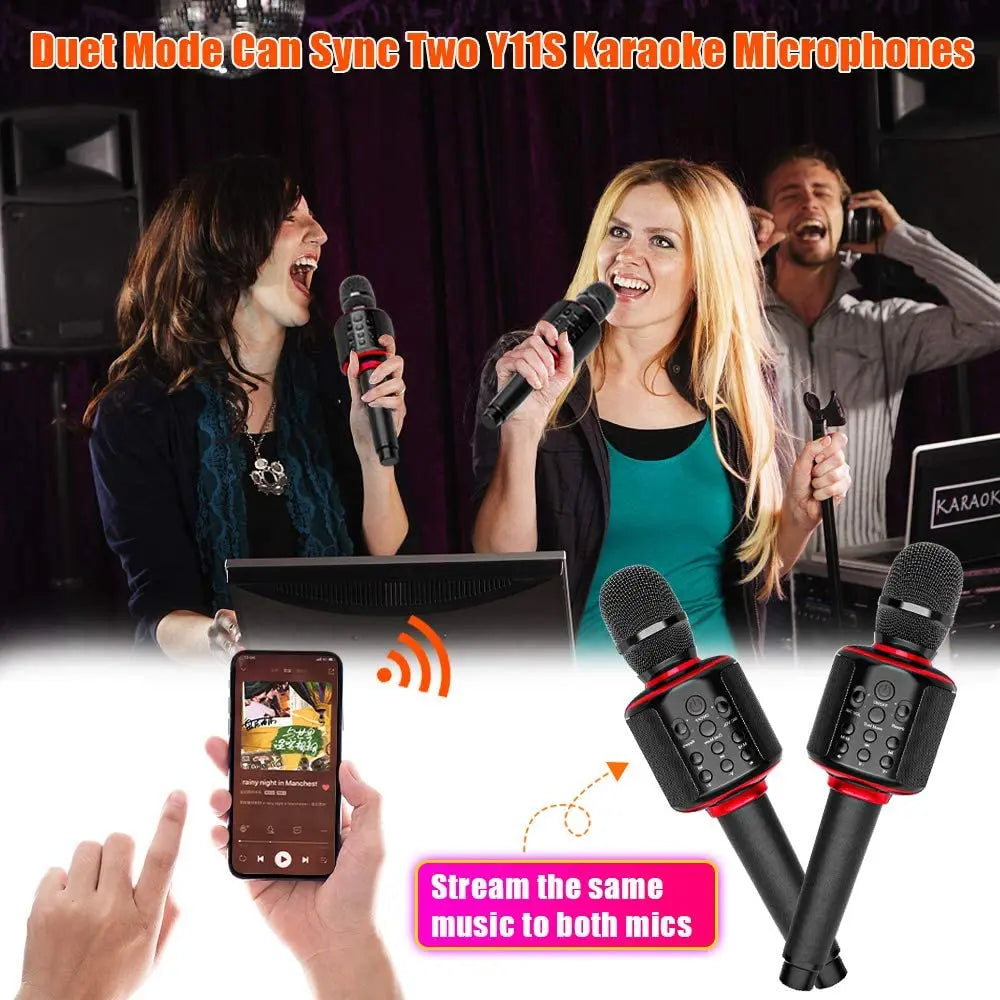 Karaoke Microphone Bluetooth Wireless Mic Portable Singing Machine with Duet Sing/Record/Play/Reverb Adult/Kid Gift for Home KTV