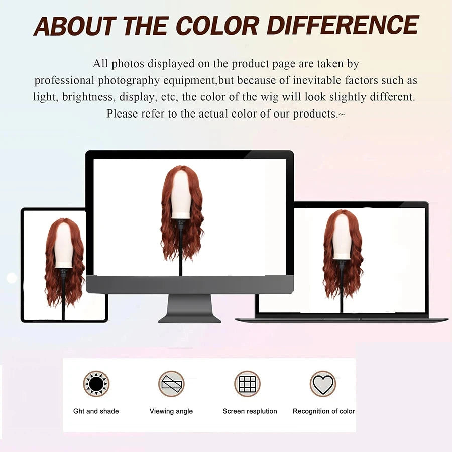 Auburn Wig for Women, 26 Inch Long Auburn Wavy Wigs for Women, Natural Looking Cooper Red Wig, Heat Resistant Synthetic Hair Wig - AMULET RING STORE