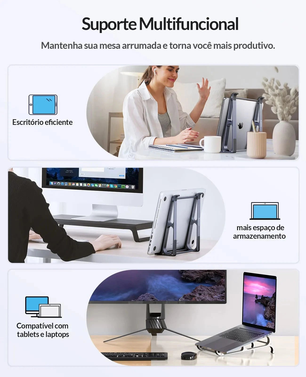 ORICO Laptop Stand Aluminium Laptop Stand Vertical Stand Notebook Desktop Holder Portable Tablet Stand for 13 to 17.4 inch Mac - AMULET RING STORE