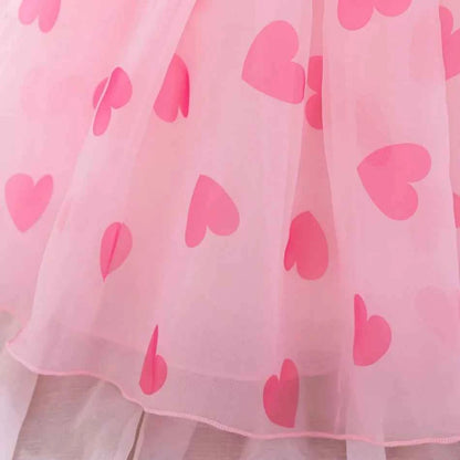 Infant Big Bow Love Print Baby Party Girls Dress Puff Sleeve Pink Tutu 1st Birthday Prom Dresses Girl Wedding Princess Ball Gown