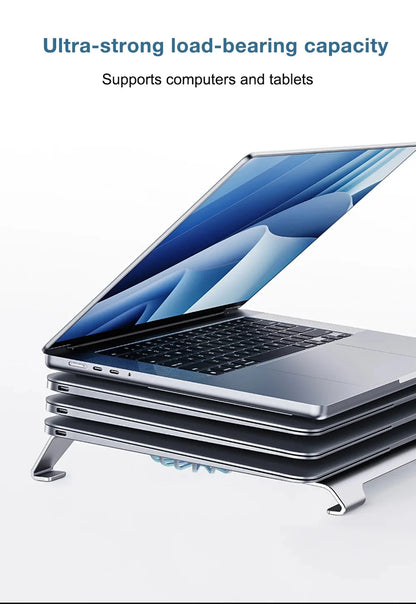 2 High - Speed Fan Aluminum Laptop Cooler with Pad, Adjustable Stand, for 10 - 15" Laptops - AMULET RING STORE
