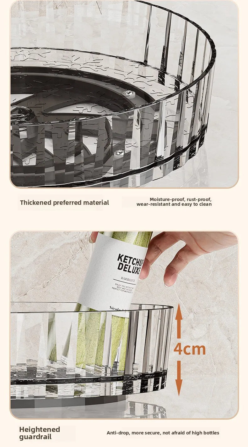 360° Rotating Plastic Storage Rack Bathroom Storage Organizer Kitchen Snack Food Oil Seasoning Bottle Storage Rack Fruit Tray - AMULET RING STORE