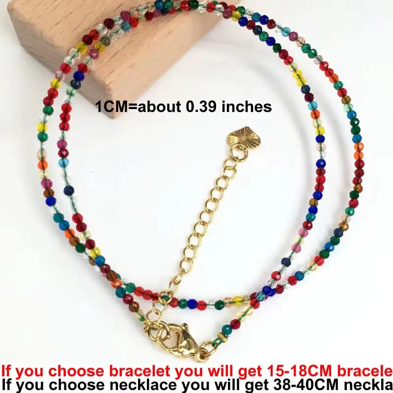 Fashion 2-3mm Faceted stone beads Necklace bracelet Pink Quartz Crystal zircon amethyst Choker Men Female Jewelry Party Gift - AMULET RING STORE