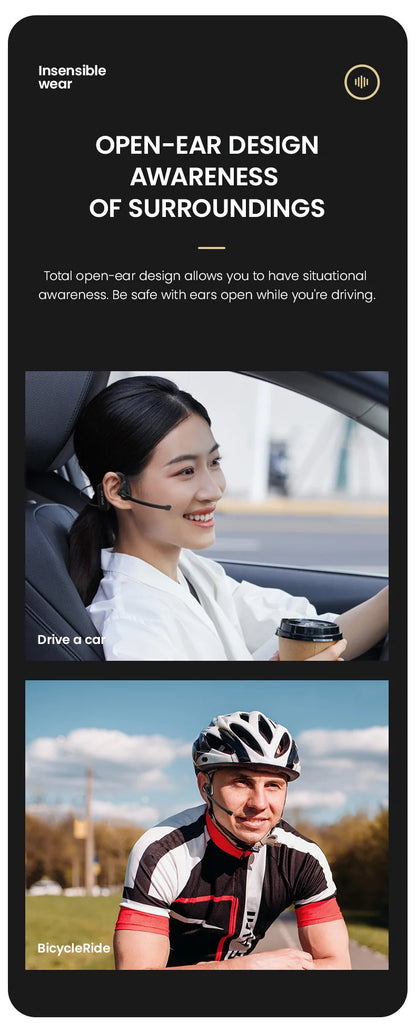 Bone Conduction Wireless Bluetooth Earphones Sports Gaming Headset with Mic Hands-Free Running Earbuds