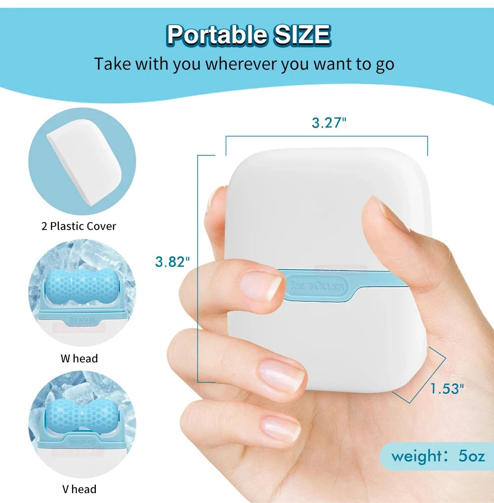 Hello Face Roller Ice Facial Massage Reusable 2 Shape Heads Freezable Ice Massager Lifting Tools