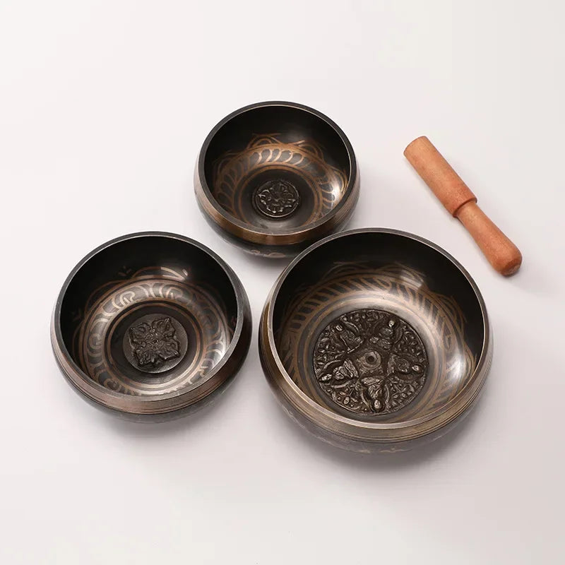 Nepal Handmade Bronze Singing Bowl Healing Meditation Yoga Tibetan Singing Bowls Sound Therapy Percussion Instruments - AMULET RING STORE