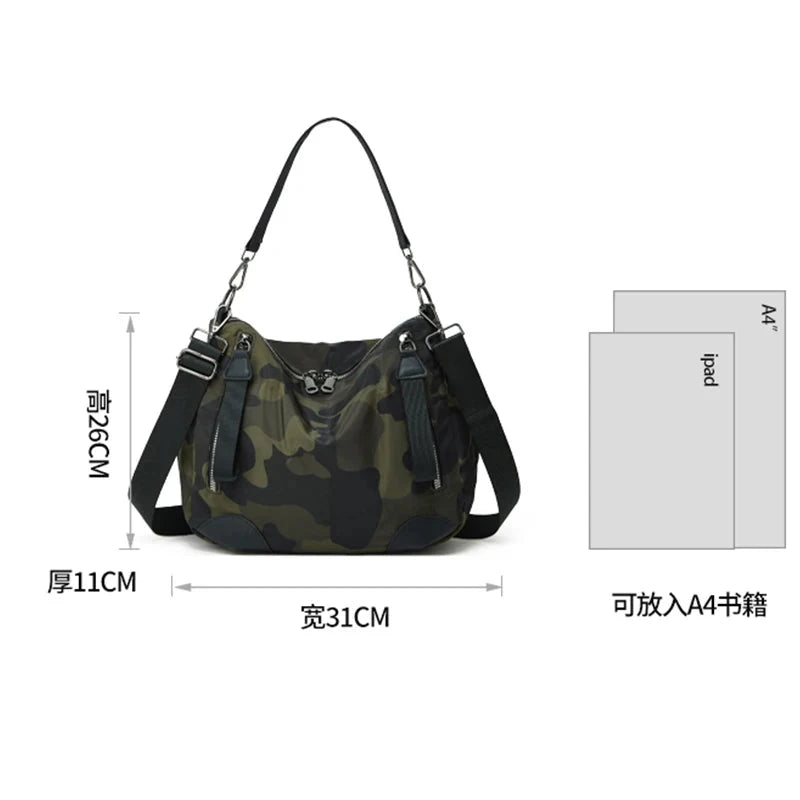Single-Shoulder Tote Bag; Women's Daily Travel Single-Shoulder Bag; Leisure Camouflage Bag Nylon Crossbody Bag
