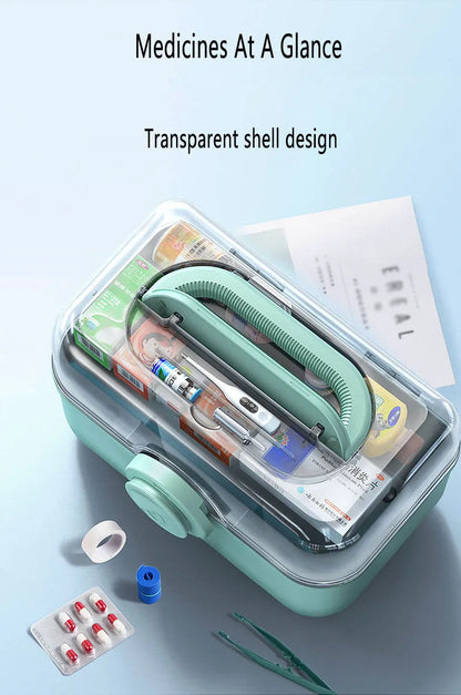 Large Capacity Family Medicine Organizer Box Portable First Aid Kit Medicine Storage Boxes Organizers Plastic Organizing Home - AMULET RING STORE