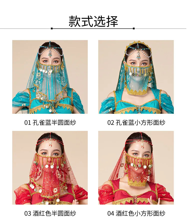1pcs/lot woman fashion belly dance face veil lady dancing face accessories - AMULET RING STORE
