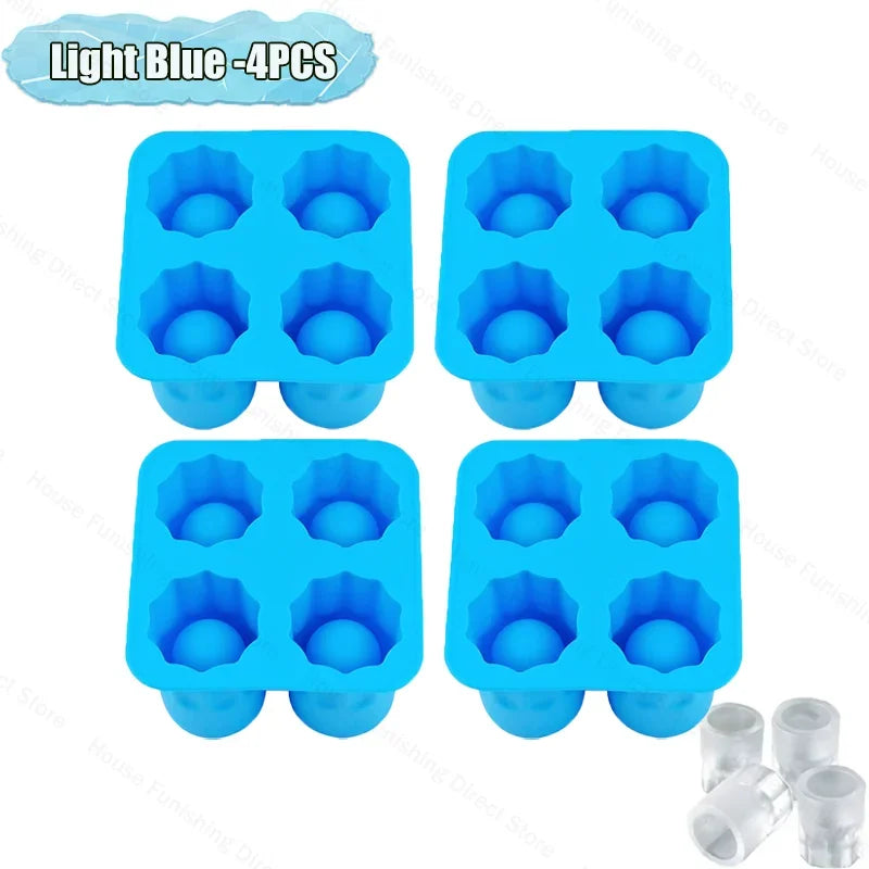 4Cup Shape Silicone Ice Cube Mold Tray for Summer Bar Party DIY Cold Drinks Kitchen Essential Ice Cup Maker Compartment Mold - AMULET RING STORE