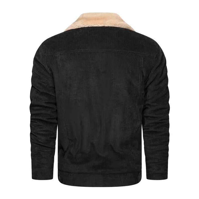 Winter Men's Outdoor Parkas Jacket with Fleece Lining and Multiple Pockets Wool/Polyester