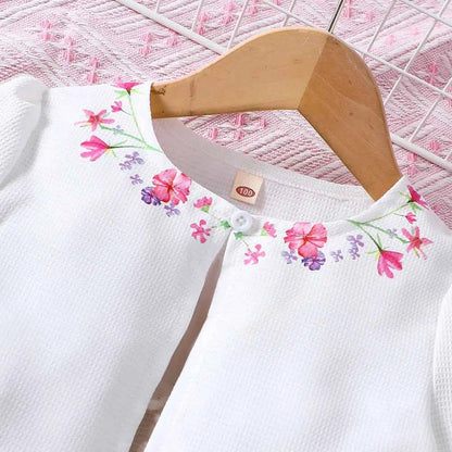 Kids Casual Clothing Sets Outfits for Girls Autumn Winter 2024 New Toddler Floral Print Long Sleeve Coat Tank Dress Children