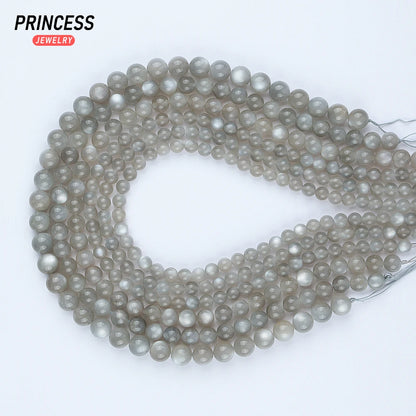 A+++ Natural Silver Grey Moonstone 6-10mm Loose Beads for Jewelry Making Bracelets Stone Beads DIY Accessories - AMULET RING STORE