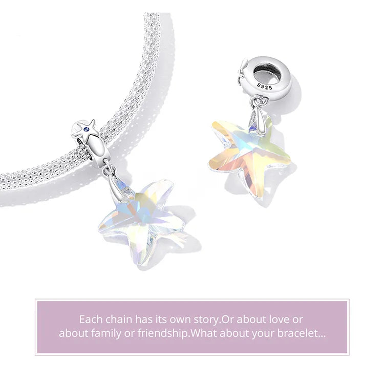 BISAER 925 Sterling Silver Charm Ocean Style Fish Dolphin Mermaid Shell Blue CZ Bead For Necklace&Bracelet DIY Fine Jewelry Gift - AMULET RING STORE