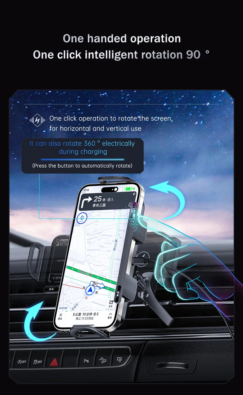 2-in-1 Car Wireless Charger Dual Coil Fold Screen Phone Fast Charging For Samsung Galaxy Z Fold 5 6 Air Vent Car Phone Holder