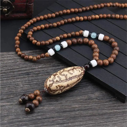 Fashion Long Sweater Pendant Chain Wooden Beaded Tassel Boho Bohemian Necklace Jewelry Nepal Wood Beads Pendant Necklace