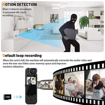 Mini Body Camera 1080P HD Sports Camera Infrared Night Vision Digital Video Recorder 1.3 Inch Bodycam Police Small Camcorder - AMULET RING STORE