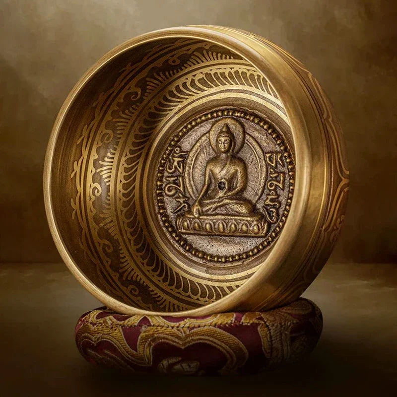 Nepal Handmade Singing Bowl Large Brass Tibetan Bowls Yoga Meditation Sound Healing Instrument Buddhist Sound Bowls Ornaments - AMULET RING STORE
