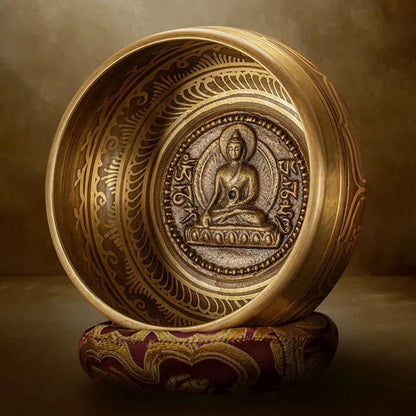 Nepal Handmade Singing Bowl Large Brass Tibetan Bowls Yoga Meditation Sound Healing Instrument Buddhist Sound Bowls Ornaments - AMULET RING STORE