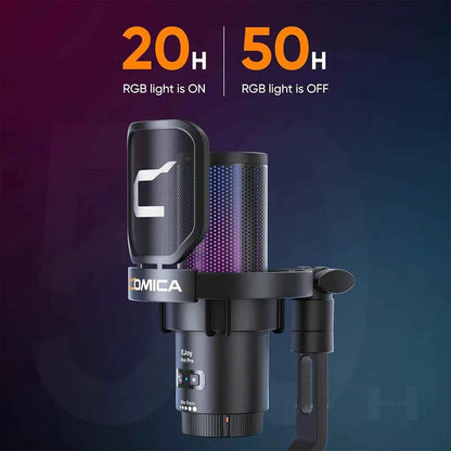 COMICA Uni D Uni A Wired USB Gaming Microphone for PC Laptop Phone Noise Cancellation Condenser Mic With RGB Lighting