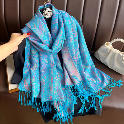 Elegant Ethnic Autumn Cashmere Shawl for Women Jacquard Pashmina Scarves Bufandas De Invierno Mujer Female Foulard Stoles Scarf - AMULET RING STORE
