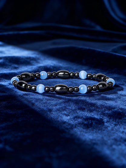 Hematite & Red Tiger's Eye Bracelet Men Natural Stone Cylinder Bead for Energy Protection Reiki Charm Courage Jewelry Women Gift