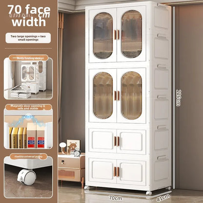 Stackable Large Capacity Fold Storage Box Plastic Clothing Storage Bin with Lid with Wheels Sundries Storages With Double Door - AMULET RING STORE