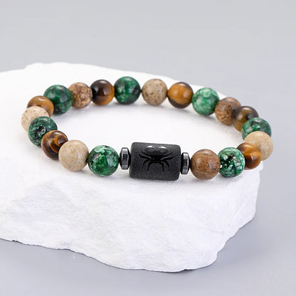 12 Zodiac Signs Natural Stone Bracelets Leo Capricorn Taurus Cancer Bracelets Women Men Couple Friendship Jewelry Gift Bracelets