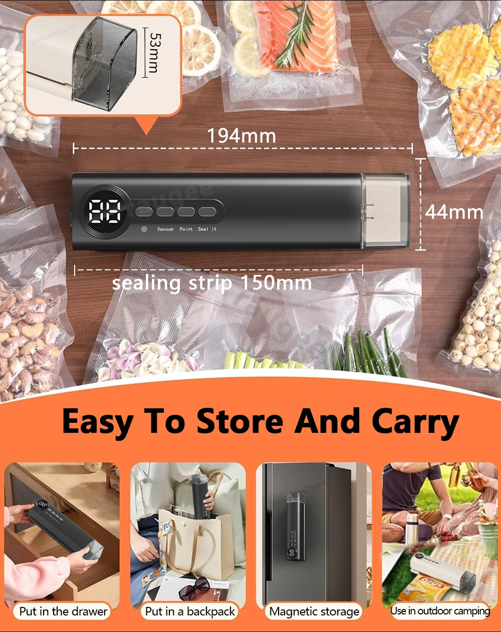 Mini Vacuum Sealer Wireless Multifunctional Food Sealer With Suction Dry/Moist Food Sealing Machine Plastic Bag Heat Sealer - AMULET RING STORE