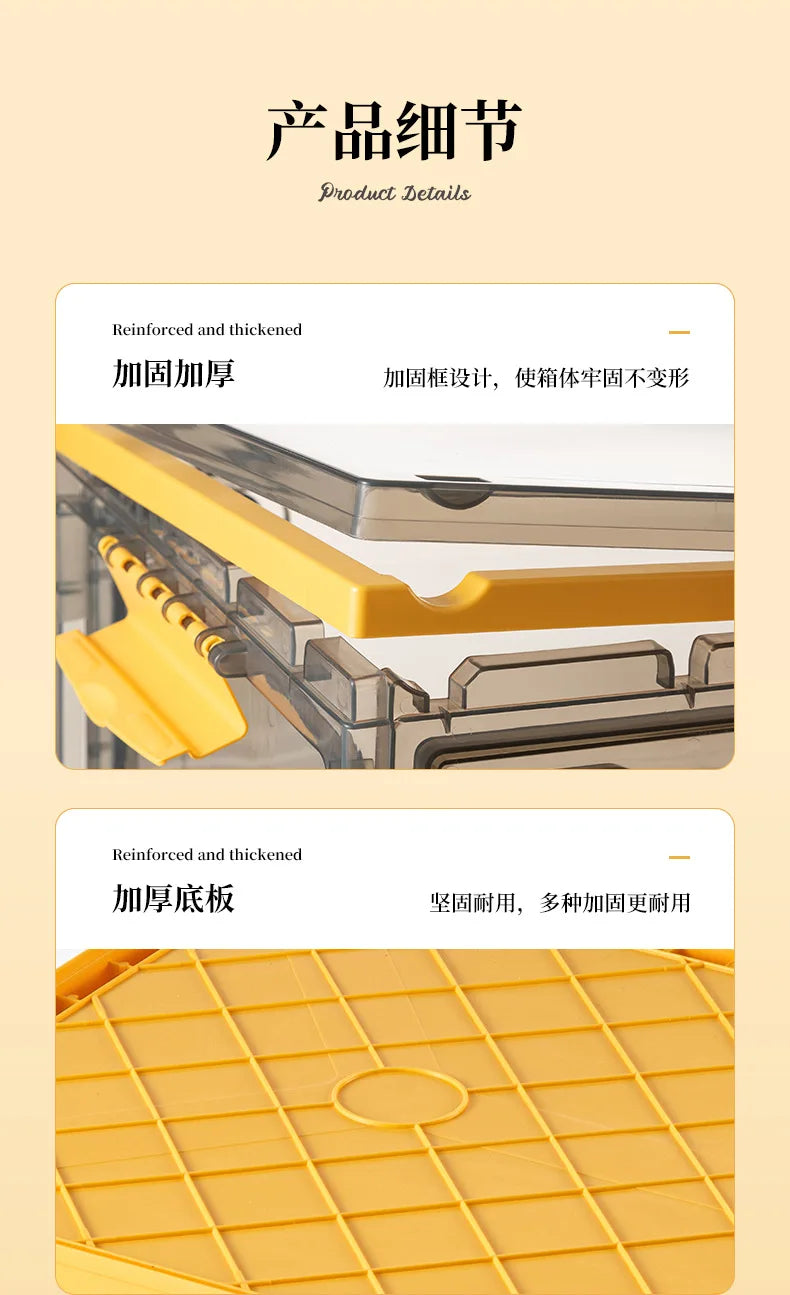 Transparent Storage Bin Foldable Storage Trunk Open Storage Box Home Wardrobe Clothes Organizer Large Capacity Sundries Box - AMULET RING STORE