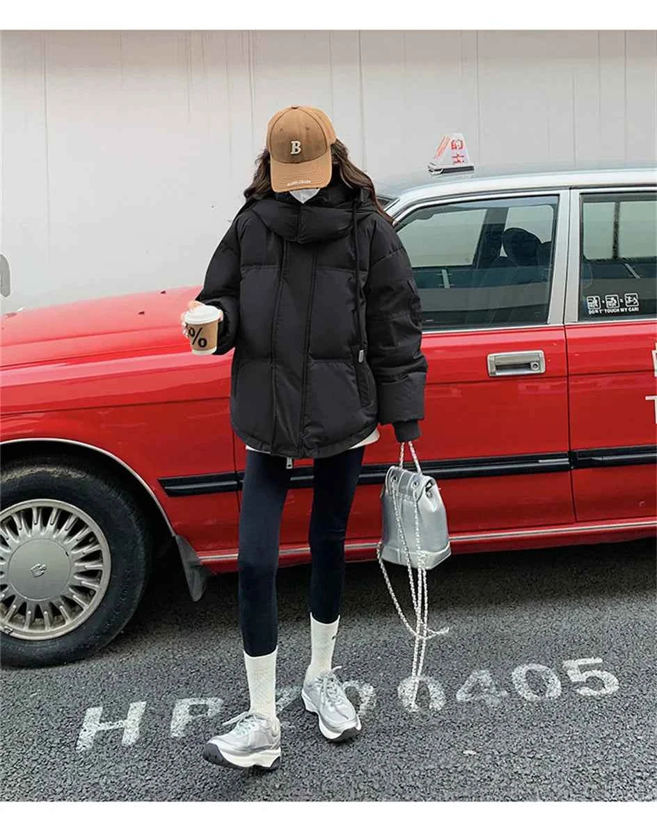 Women's Winter Warm Padded Jacket Coat 2025 New Down Cotton Hooded Solid Thick Parka Waterproof Puffy Korean Fashion Outdoor
