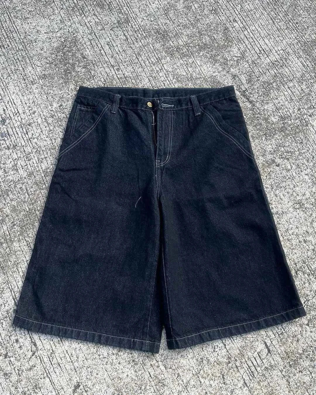 Streetwear American Vintage Heavy Industry Washed Holes and Burrs Denim Shorts Y2 Gothic Old Multi-pocket Casual Joker Pants