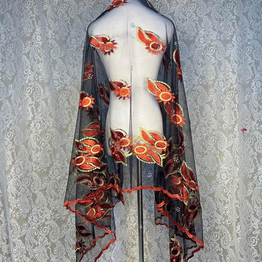 on sale 2025 New African Net Hijab Scarf For Muslim Women African Dubai Islam Headscarf Embroidery Shawls voile - AMULET RING STORE