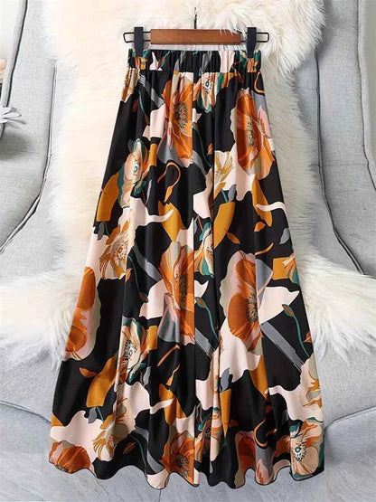 Summer Floral Print Skirts For Woman 2024 Long Elegant High Waist Maxi Skirts