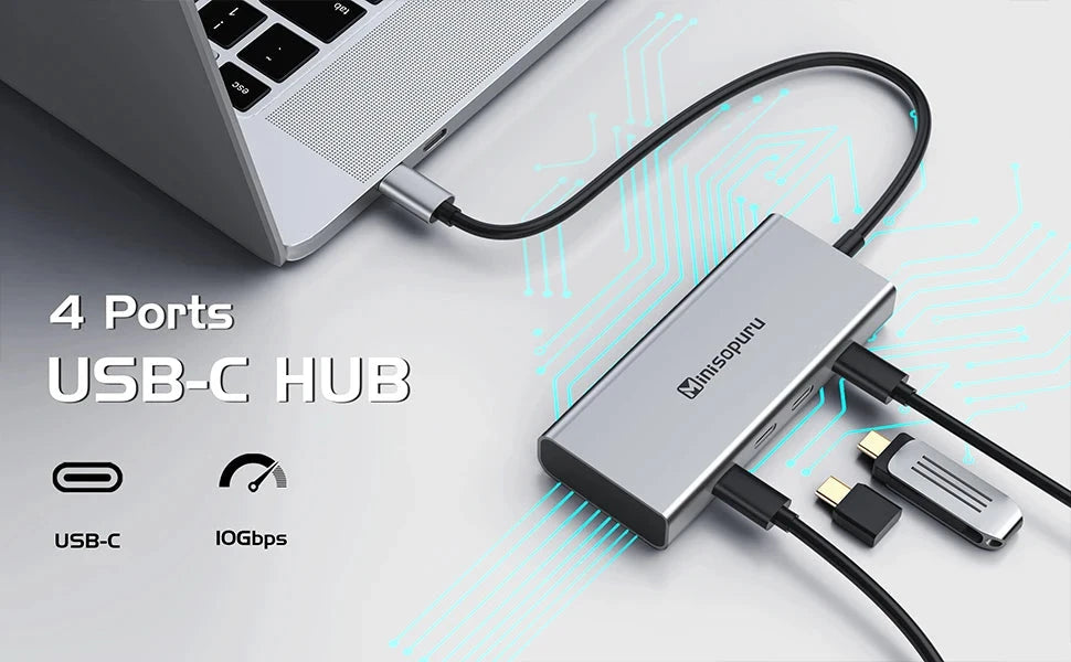 Minisopuru HUB USB C Hub 4 Ports 10Gbps USB Type C to USB C 3.2 Gen1 Hub Adapter for Laptops MacBook Pro Air USB 3.0 Hub